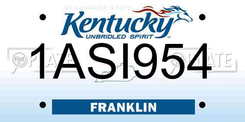 1ASI954 Kentucky License Plate
