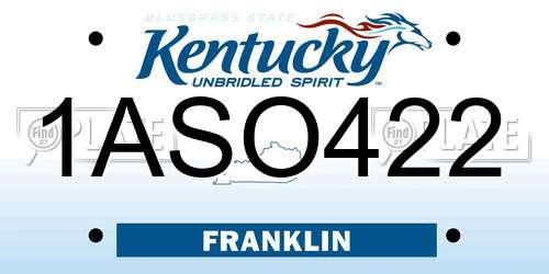 1ASO422 Kentucky License Plate