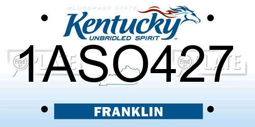 1ASO427 Kentucky License Plate