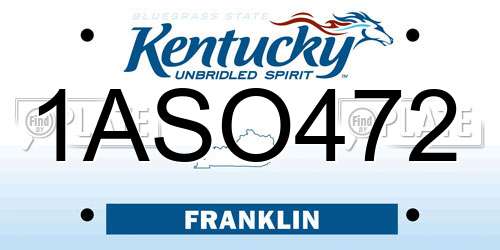 1ASO472 Kentucky License Plate