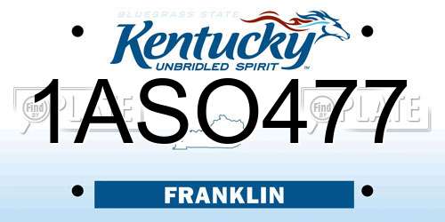 1ASO477 Kentucky License Plate