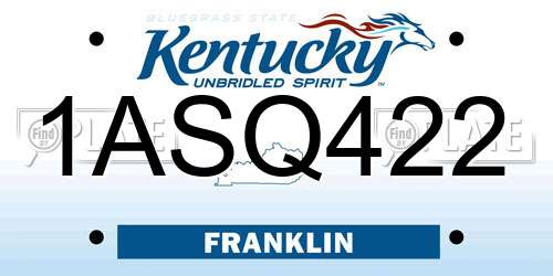 1ASQ422 Kentucky License Plate