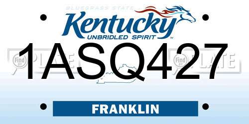 1ASQ427 Kentucky License Plate