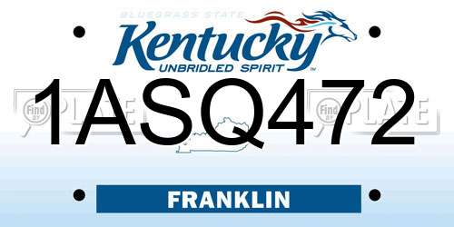 1ASQ472 Kentucky License Plate