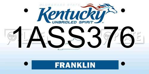 1ASS376 Kentucky License Plate