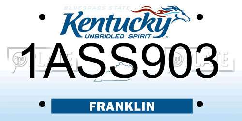 1ASS903 Kentucky License Plate