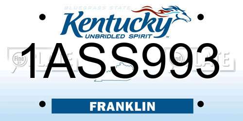 1ASS993 Kentucky License Plate