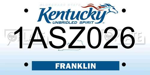 1ASZ026 Kentucky License Plate