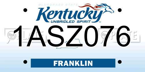 1ASZ076 Kentucky License Plate