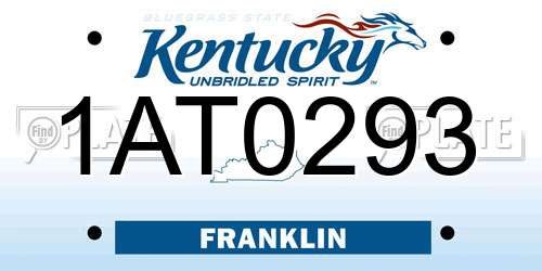 1AT0293 Kentucky License Plate
