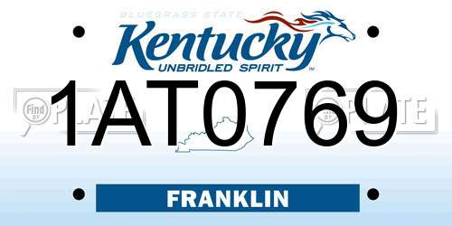 1AT0769 Kentucky License Plate