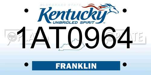 1AT0964 Kentucky License Plate
