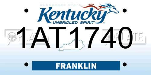 1AT1740 Kentucky License Plate