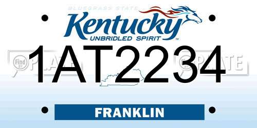 1AT2234 Kentucky License Plate
