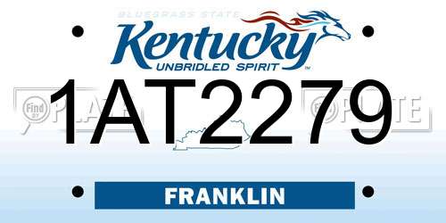 1AT2279 Kentucky License Plate