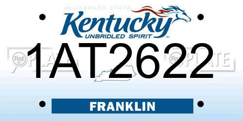 1AT2622 Kentucky License Plate