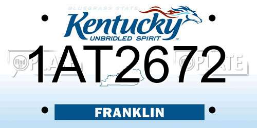 1AT2672 Kentucky License Plate