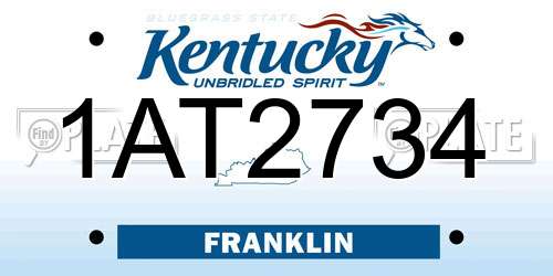 1AT2734 Kentucky License Plate