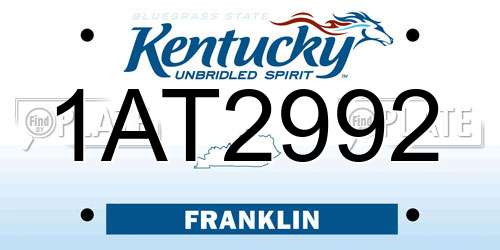 1AT2992 Kentucky License Plate