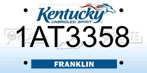 1AT3358 Kentucky License Plate