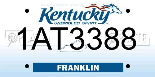 1AT3388 Kentucky License Plate