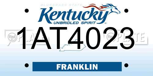 1AT4023 Kentucky License Plate