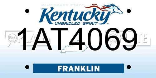 1AT4069 Kentucky License Plate