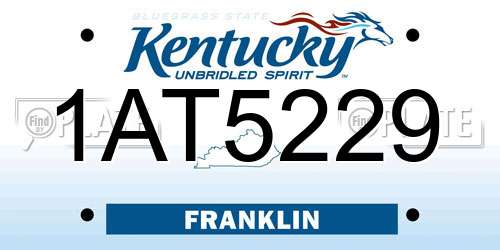1AT5229 Kentucky License Plate