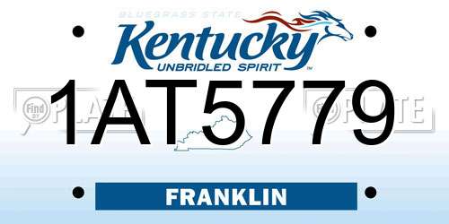1AT5779 Kentucky License Plate