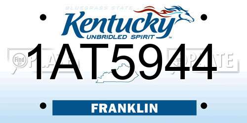 1AT5944 Kentucky License Plate