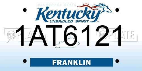 1AT6121 Kentucky License Plate
