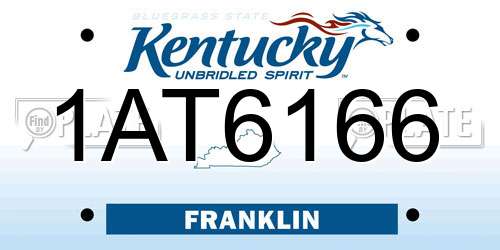 1AT6166 Kentucky License Plate