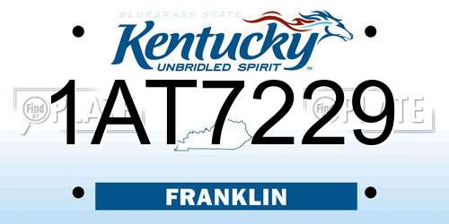 1AT7229 Kentucky License Plate