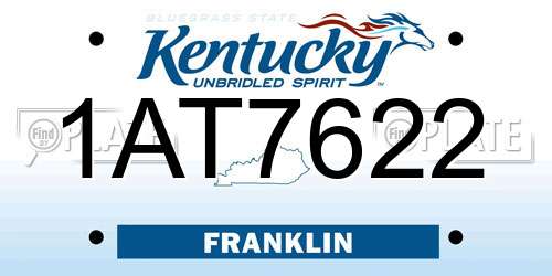 1AT7622 Kentucky License Plate