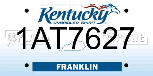 1AT7627 Kentucky License Plate