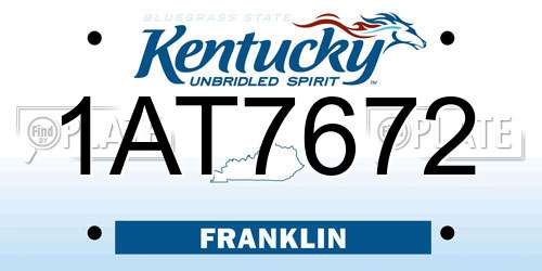1AT7672 Kentucky License Plate