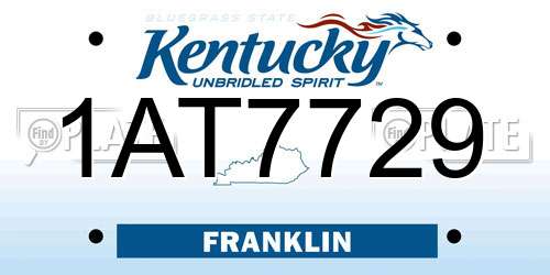 1AT7729 Kentucky License Plate