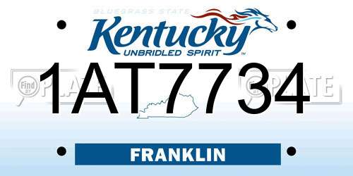 1AT7734 Kentucky License Plate