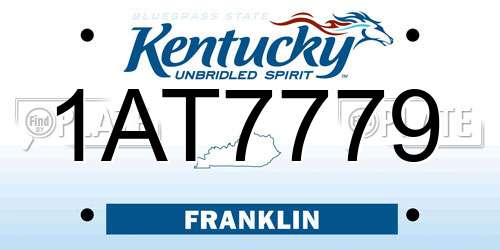 1AT7779 Kentucky License Plate