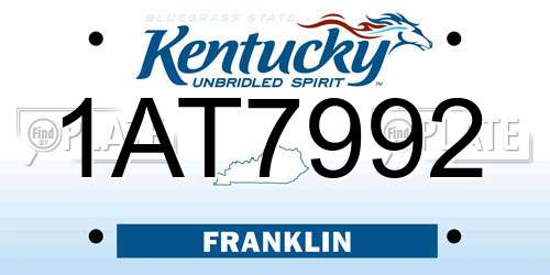 1AT7992 Kentucky License Plate