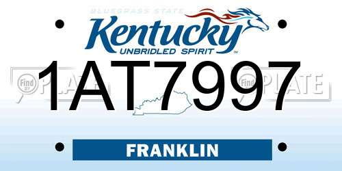 1AT7997 Kentucky License Plate