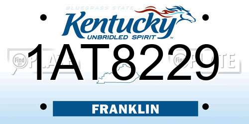 1AT8229 Kentucky License Plate