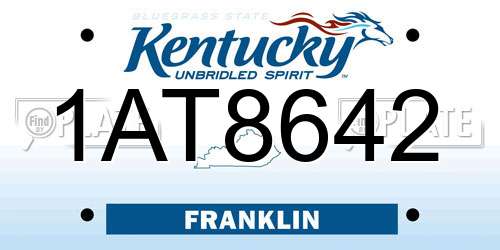1AT8642 Kentucky License Plate