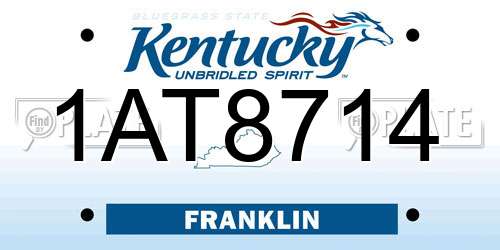 1AT8714 Kentucky License Plate