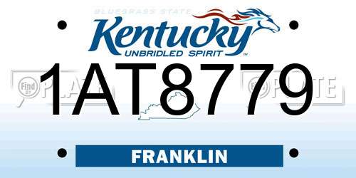 1AT8779 Kentucky License Plate