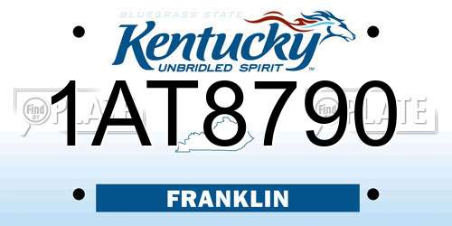 1AT8790 Kentucky License Plate