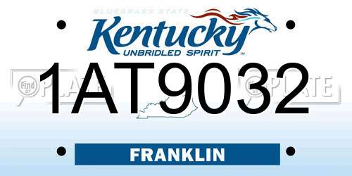 1AT9032 Kentucky License Plate
