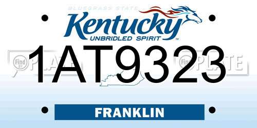 1AT9323 Kentucky License Plate