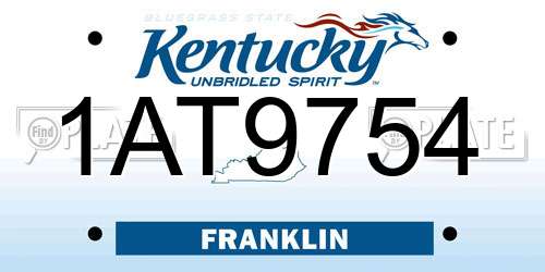 1AT9754 Kentucky License Plate