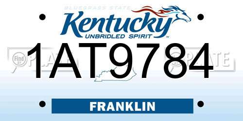 1AT9784 Kentucky License Plate